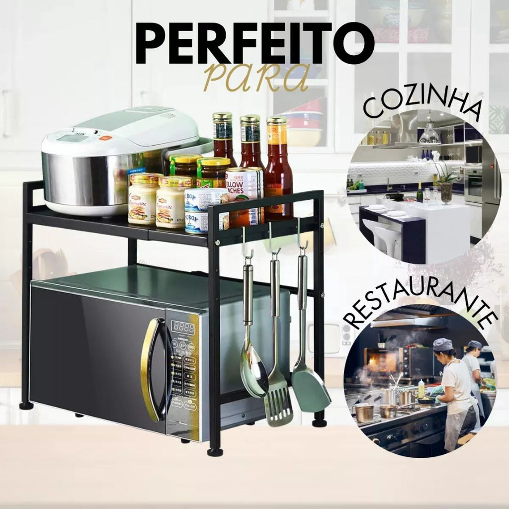 Organizador de Cozinha 2 em 1 com Prateleira para Micro-ondas e Condimentos