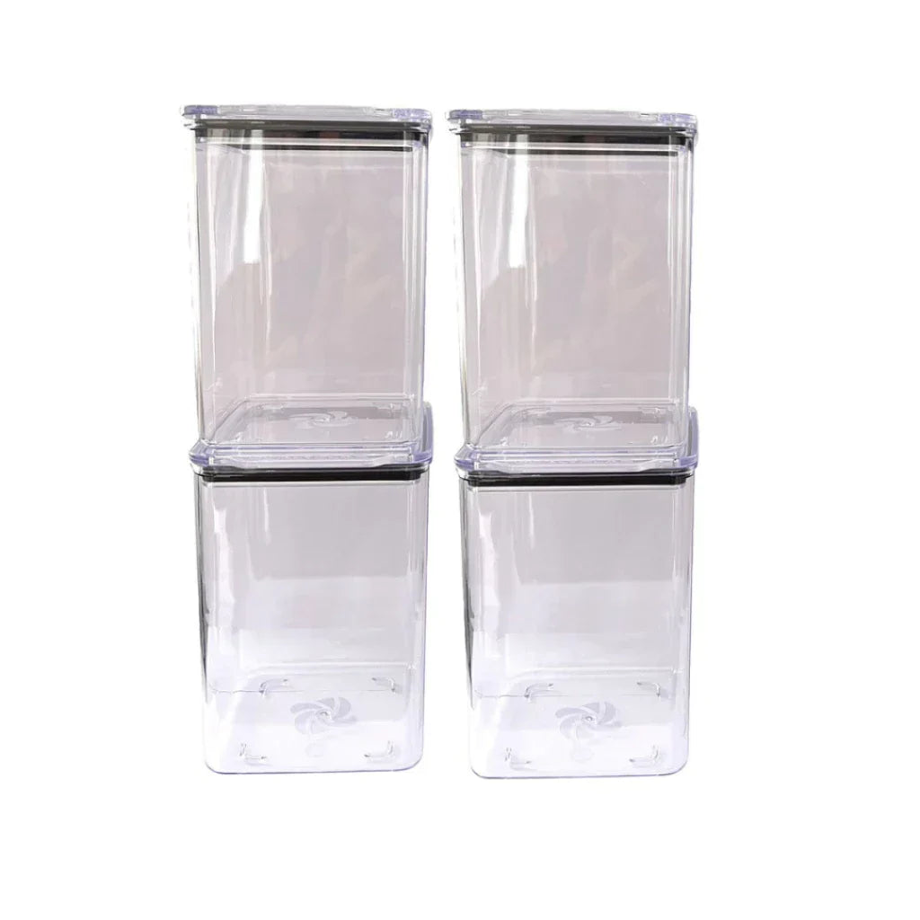 Kit Potes Herméticos Acrílico Cristal 200ml Empilháveis | Organizador de Alimentos com Vedação Premium