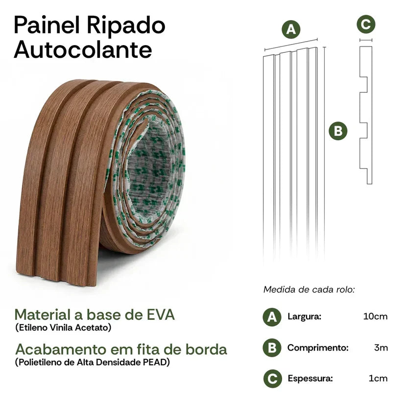 Kit Rolos de Paineis Ripados Autocolantes CasaMax®