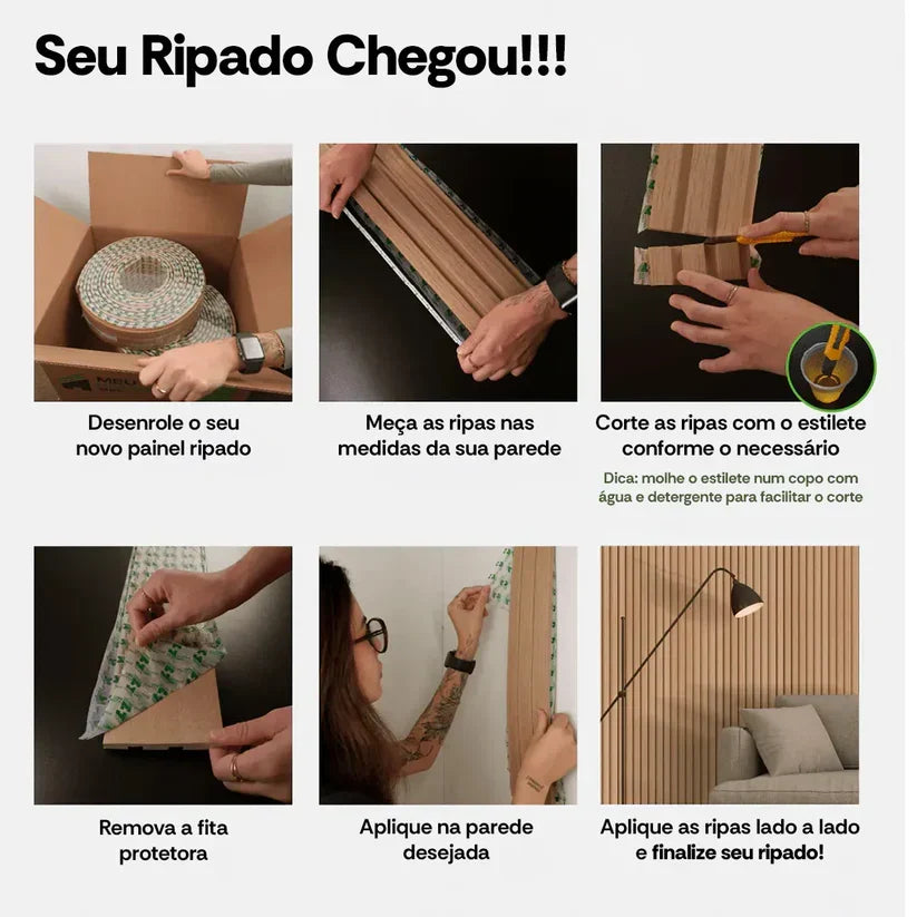 Kit Rolos de Paineis Ripados Autocolantes CasaMax®
