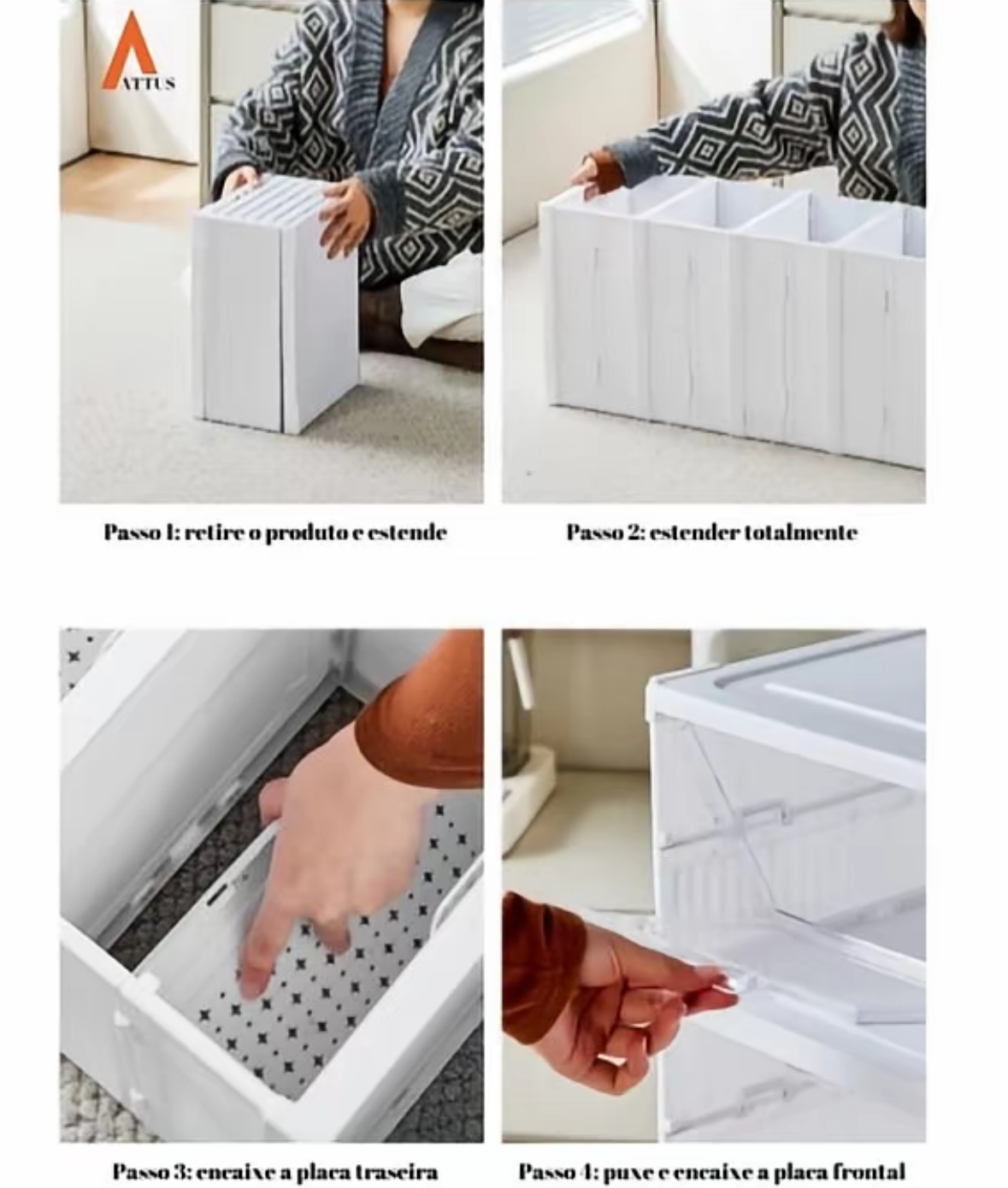 Sapateiro Dobrável Attus – Porta Transparente, Traseira Respirável | 3 ou 6 Andares