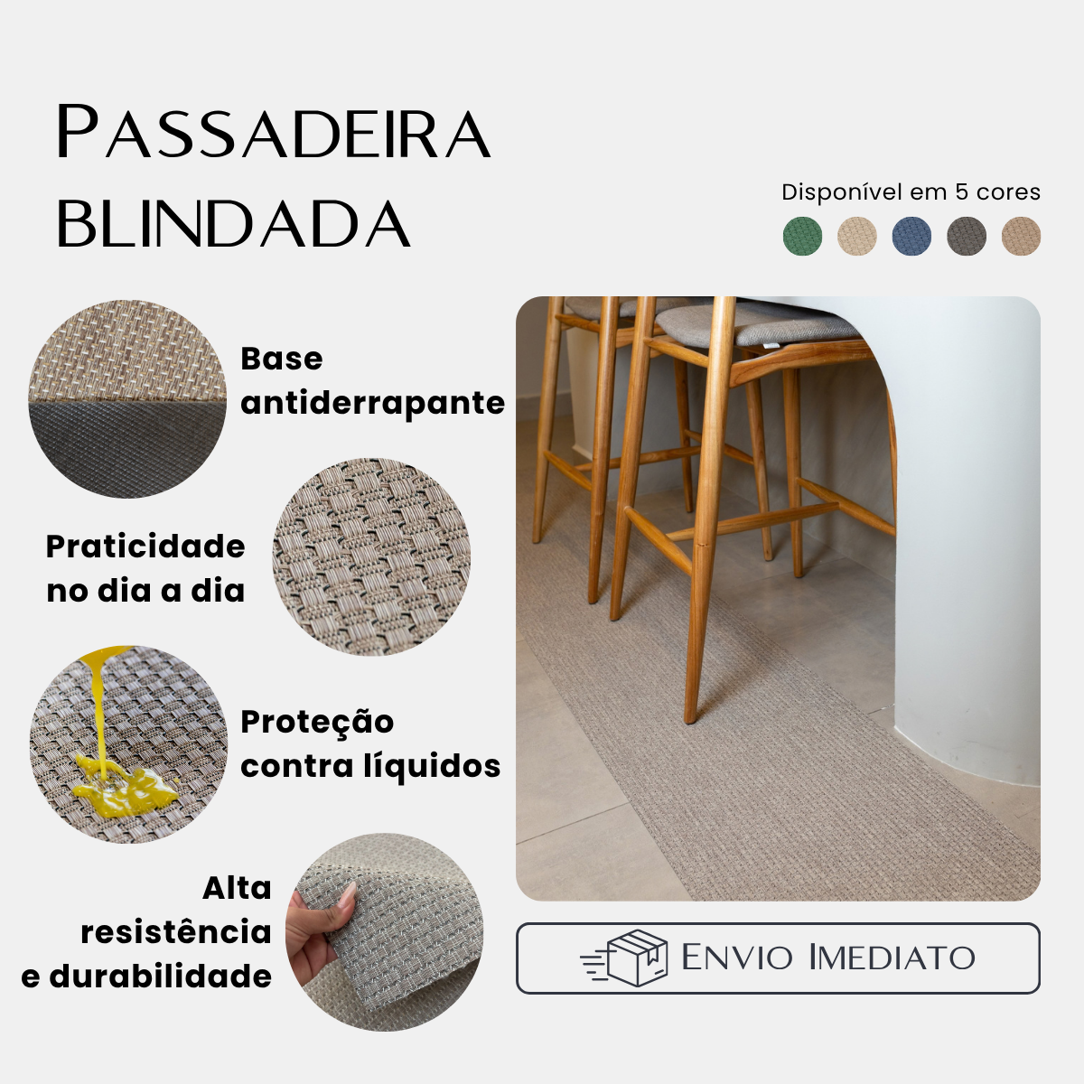 PASSADEIRA BLINDADA TRAMA MODELO CINZA