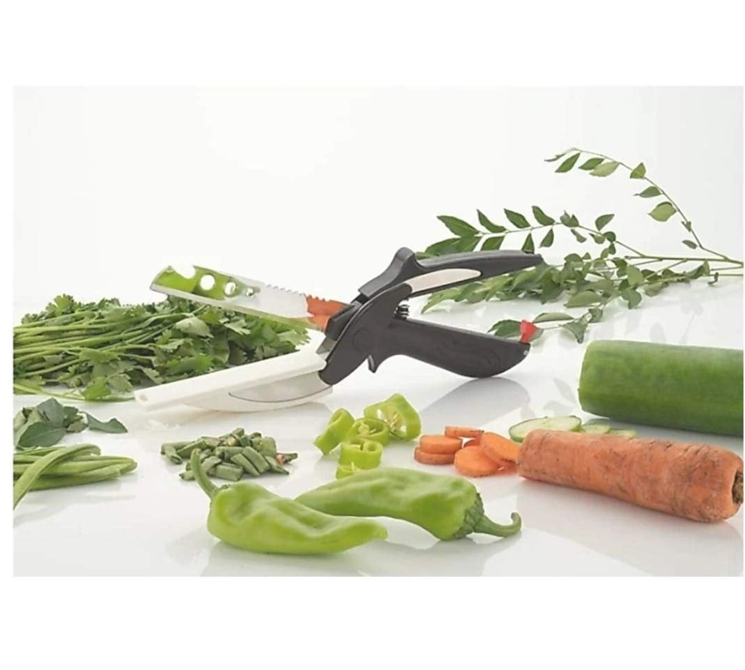 Tesoura de Cozinha 2 em 1 com Mini Tábua de Corte