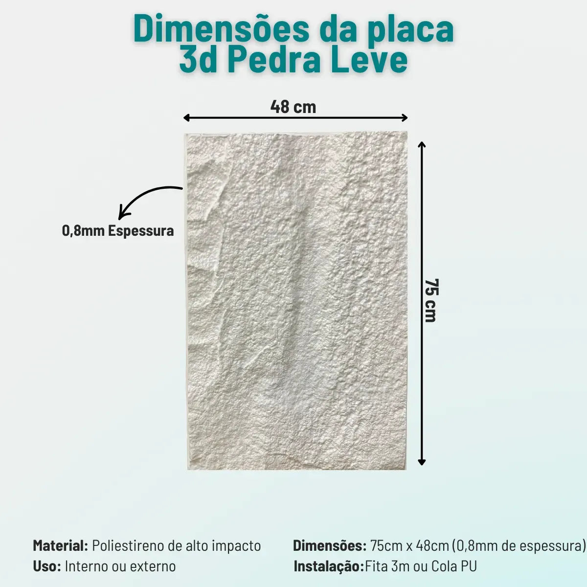 Placa Painel Pedra Leve Revestimento Parede 3d 75cm X 48cm