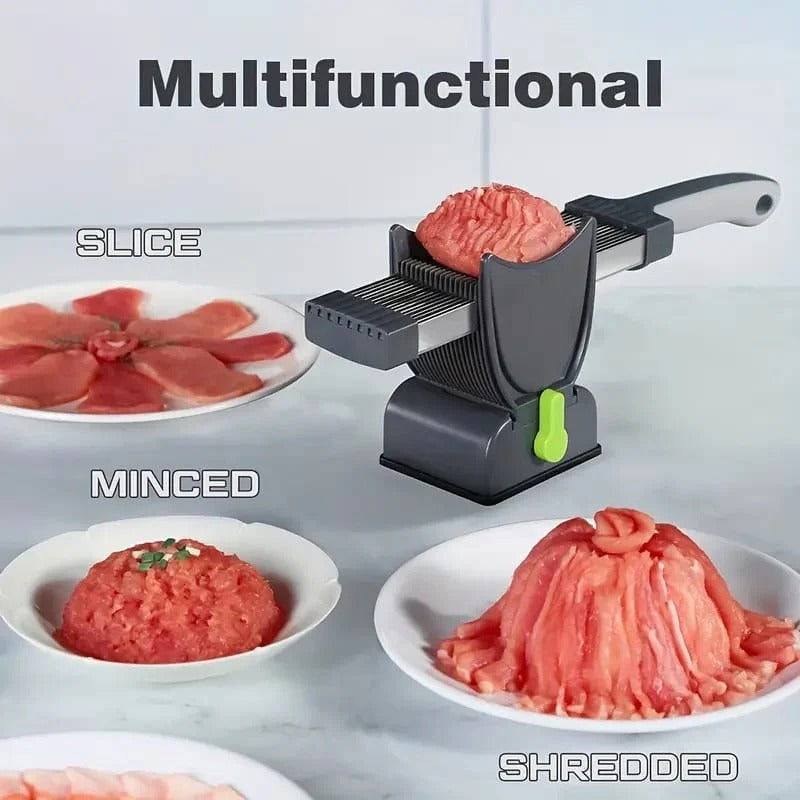 Conjunto de fatiador de carne manual e afiador de facas – Aço inoxidável
