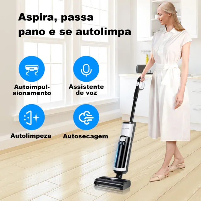 Aspirador Vertical de Pó I7 Pro - Aspira e Passa Pano Autolimpante, Sem Fio