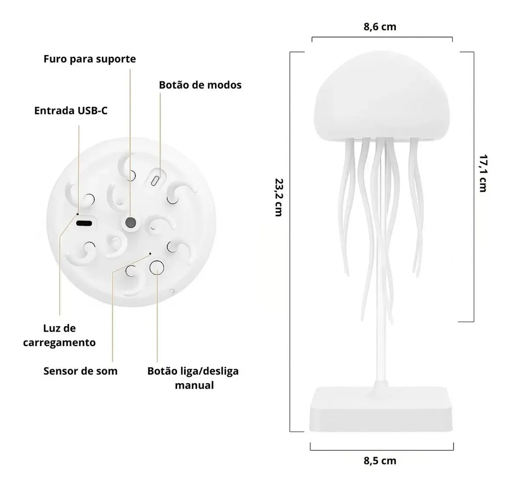 Luminária De Mesa Água-viva Led Decorativa
