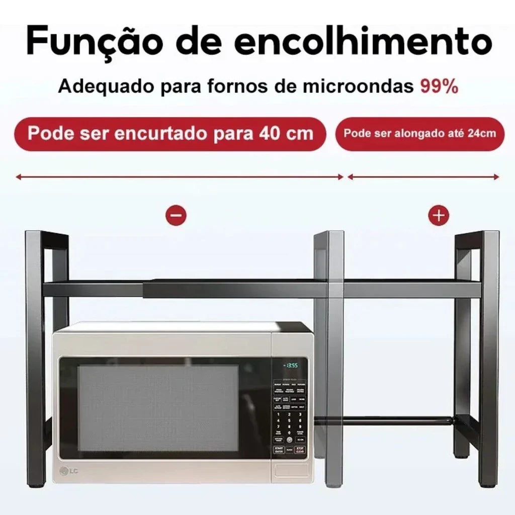 Organizador de Cozinha 2 em 1 com Prateleira para Micro-ondas e Condimentos
